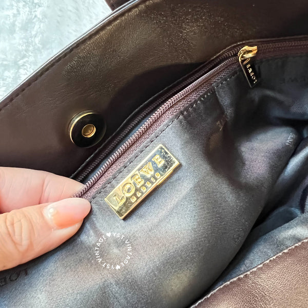 Vintage Loewe Anagram Tote Bag - Dark Brown 002 (Code: 020400)