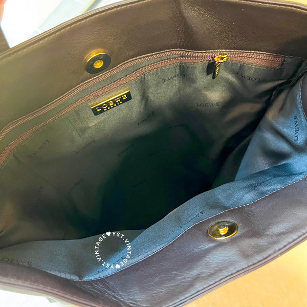 Vintage Loewe Anagram Tote Bag - Dark Brown 002 (Code: 020400)