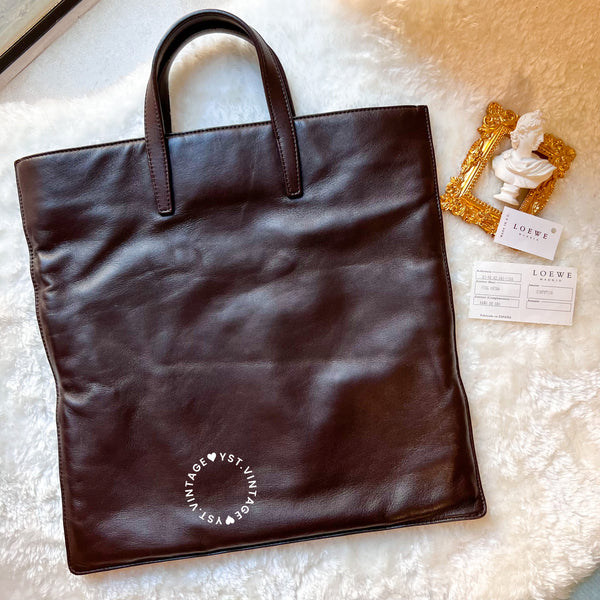 Vintage Loewe Anagram Tote Bag - Dark Brown 002 (Code: 020400)