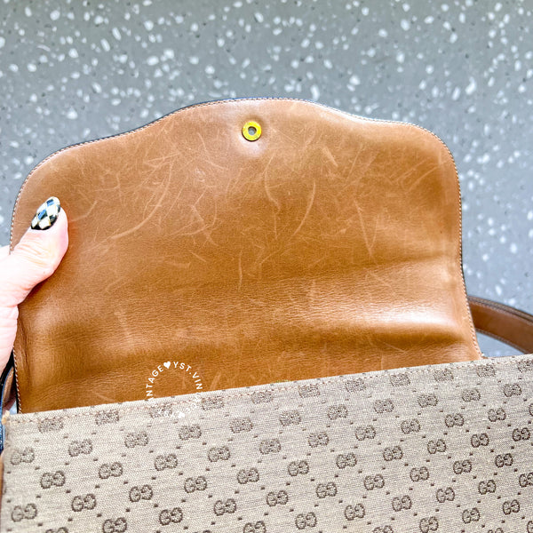 Vintage Gucci 1980s Micro GG Shoulder Bag - Milk Tea Brown