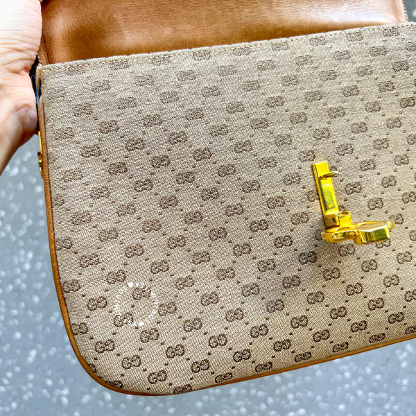 Vintage Gucci 1980s Micro GG Shoulder Bag - Milk Tea Brown