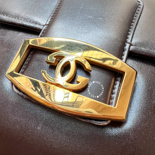 Vintage Gucci 1980's GG Gold Hardware Shoulder Bag - Dark Chocolate Brown