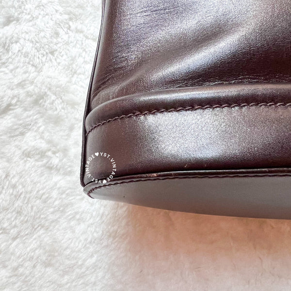 Vintage Gucci 1980's GG Gold Hardware Shoulder Bag - Dark Chocolate Brown