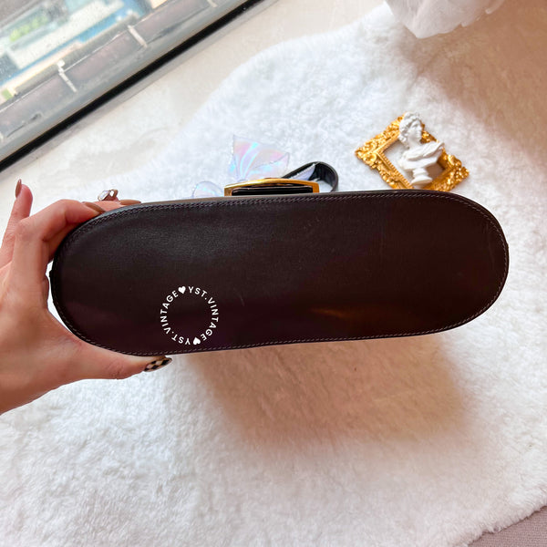 Vintage Gucci 1980's GG Gold Hardware Shoulder Bag - Dark Chocolate Brown