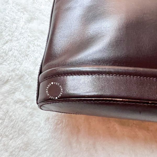 Vintage Gucci 1980's GG Gold Hardware Shoulder Bag - Dark Chocolate Brown