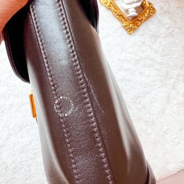 Vintage Gucci 1980's GG Gold Hardware Shoulder Bag - Dark Chocolate Brown