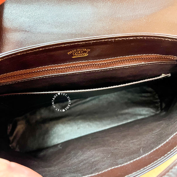 Vintage Gucci 1980's GG Gold Hardware Shoulder Bag - Dark Chocolate Brown