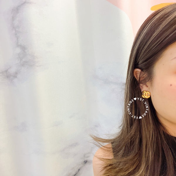Vintage Chanel 24KGP Coco Mark Ear Clips