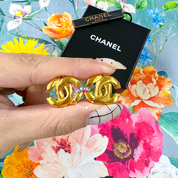 Vintage Chanel 24KGP Coco Mark Ear Clips