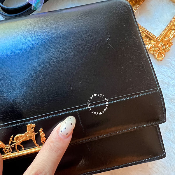 Vintage Hermès 1984 Eugenie Shoulder Bag/ Clutch - Black
