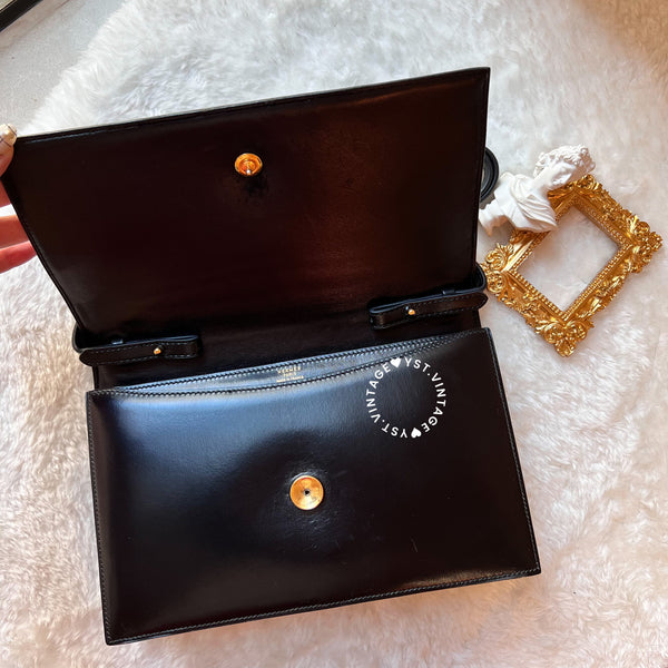 Vintage Hermès 1984 Eugenie Shoulder Bag/ Clutch - Black