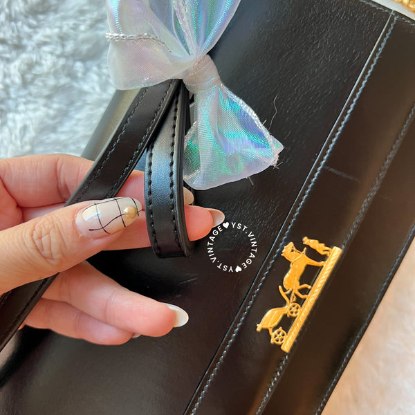 Vintage Hermès 1984 Eugenie Shoulder Bag/ Clutch - Black