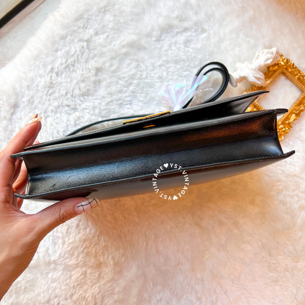 Vintage Hermès 1984 Eugenie Shoulder Bag/ Clutch - Black
