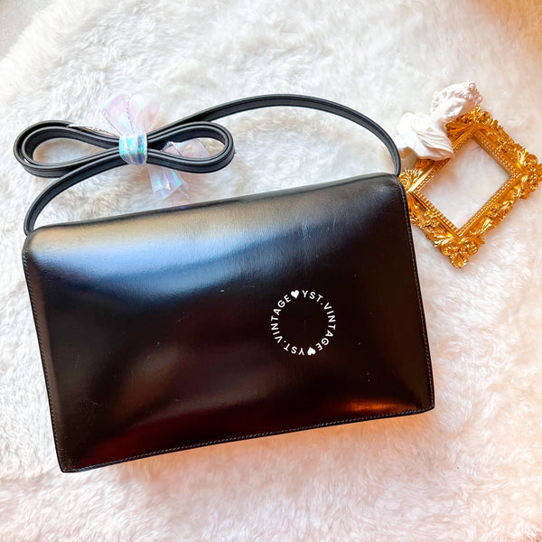 Vintage Hermès 1984 Eugenie Shoulder Bag/ Clutch - Black