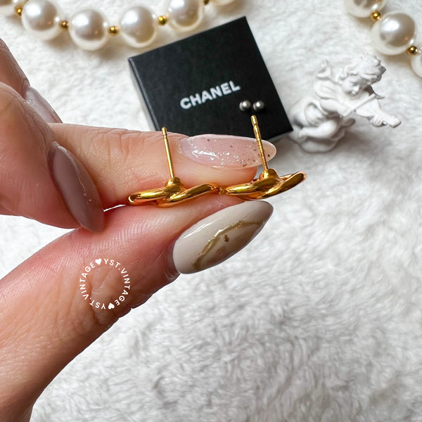 Vintage Chanel 24KGP Coco Mark Earrings