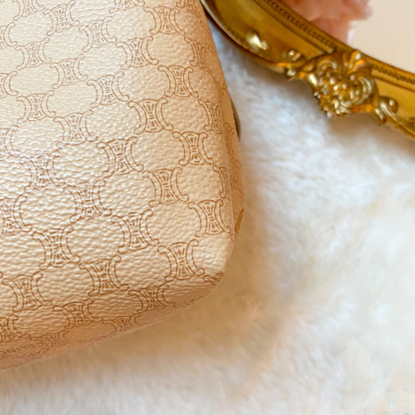 Vintage CELINE 2000 Macadam Makeup Bag - Milk Tea 005