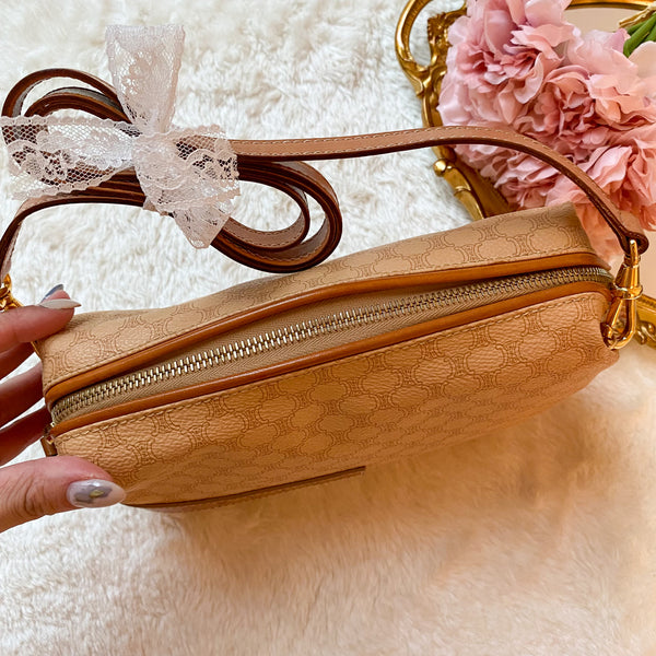 Vintage CELINE 2000 Macadam Makeup Bag - Milk Tea 005