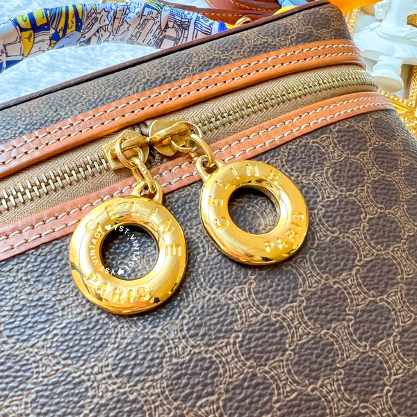Vintage CELINE Macadam Vanity Bag With Donut Hardware - Brown