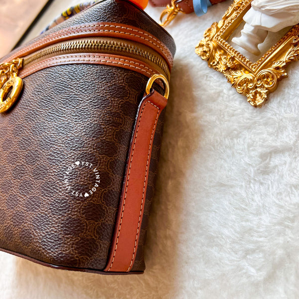 Vintage CELINE Macadam Vanity Bag With Donut Hardware - Brown