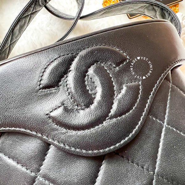 Vintage Chanel Leather Strap Vanity Bag with Tassel - Black