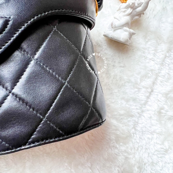 Vintage Chanel Leather Strap Vanity Bag with Tassel - Black