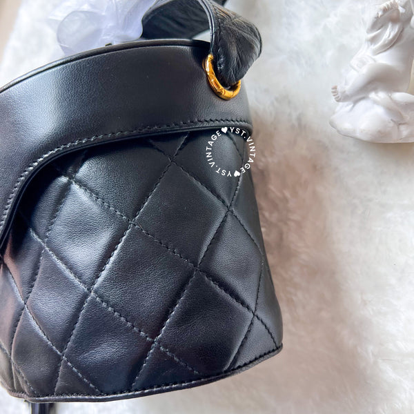 Vintage Chanel Leather Strap Vanity Bag with Tassel - Black