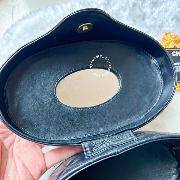 Vintage Chanel Leather Strap Vanity Bag with Tassel - Black