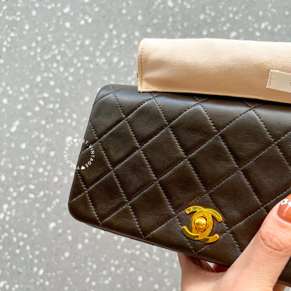 Vintage Chanel 19cm Mini Flap Turn-Lock Bag - Brown 003
