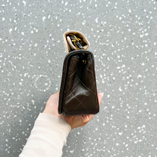 Vintage Chanel 19cm Mini Flap Turn-Lock Bag - Brown 003