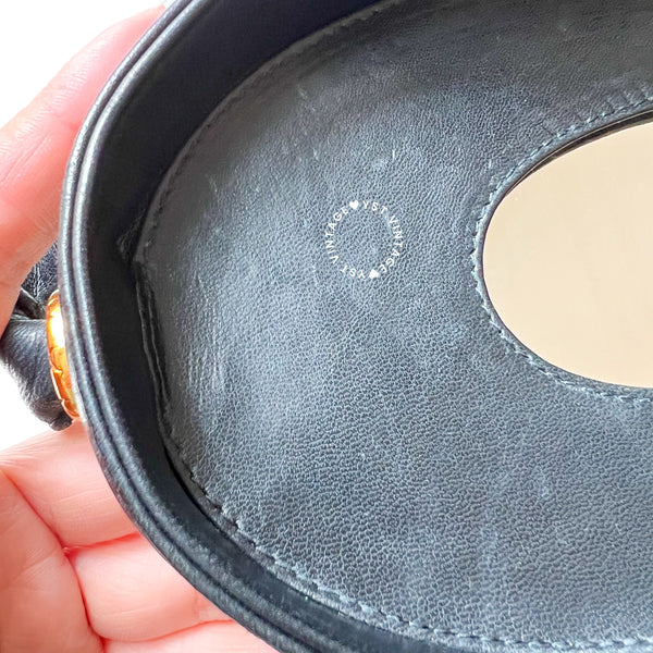 Vintage Chanel Leather Strap Vanity Bag with Tassel - Black