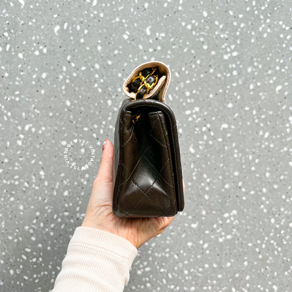 Vintage Chanel 19cm Mini Flap Turn-Lock Bag - Brown 003