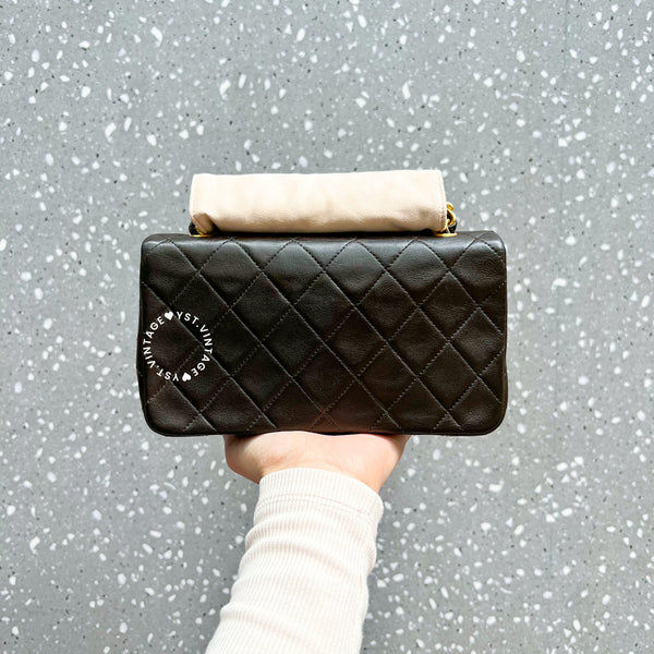 Vintage Chanel 19cm Mini Flap Turn-Lock Bag - Brown 003