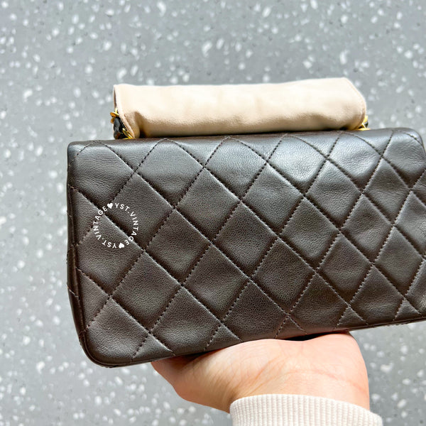 Vintage Chanel 19cm Mini Flap Turn-Lock Bag - Brown 003