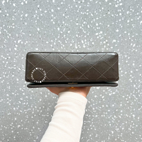 Vintage Chanel 19cm Mini Flap Turn-Lock Bag - Brown 003