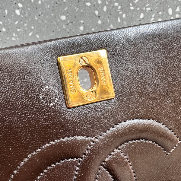 Vintage Chanel 19cm Mini Flap Turn-Lock Bag - Brown 003