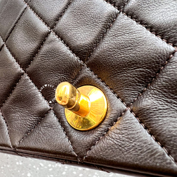 Vintage Chanel 19cm Mini Flap Turn-Lock Bag - Brown 003