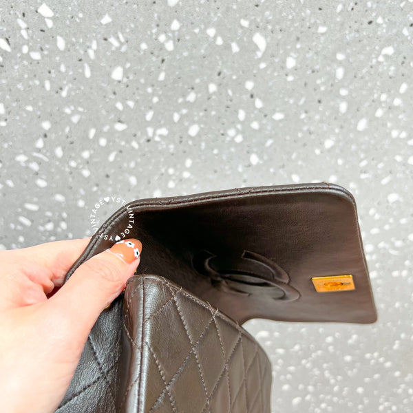 Vintage Chanel 19cm Mini Flap Turn-Lock Bag - Brown 003