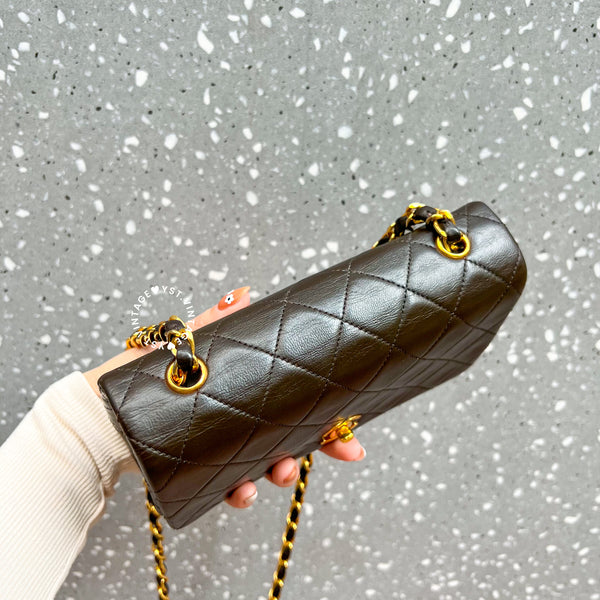 Vintage Chanel 19cm Mini Flap Turn-Lock Bag - Brown 003