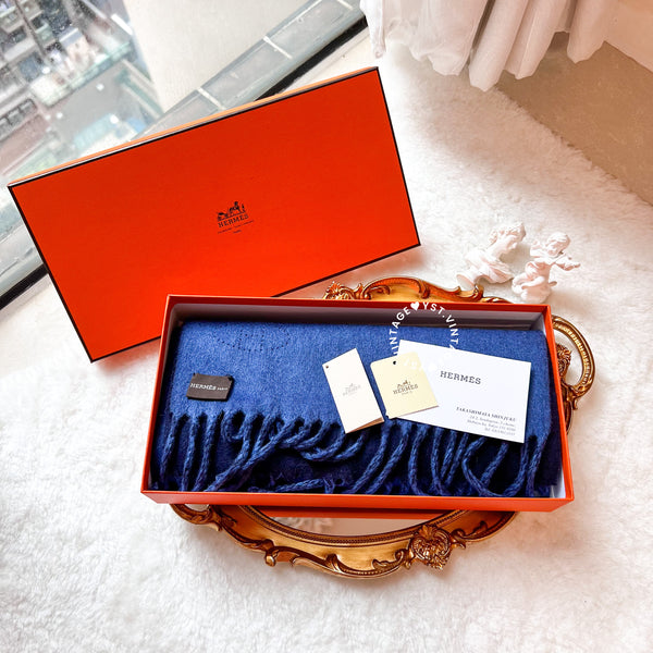 Hermès Cashmere Scarf - Royal Blue*Navy Blue Dual Colour