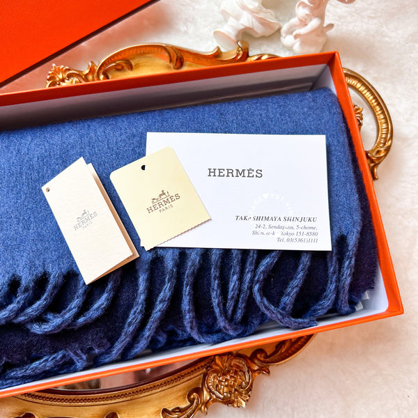 Hermès Cashmere Scarf - Royal Blue*Navy Blue Dual Colour
