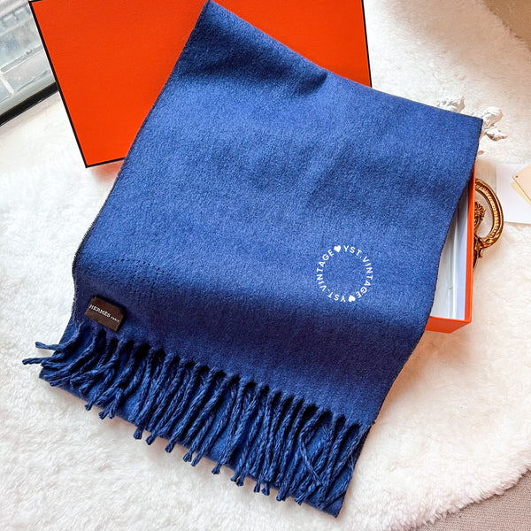 Hermès Cashmere Scarf - Royal Blue*Navy Blue Dual Colour
