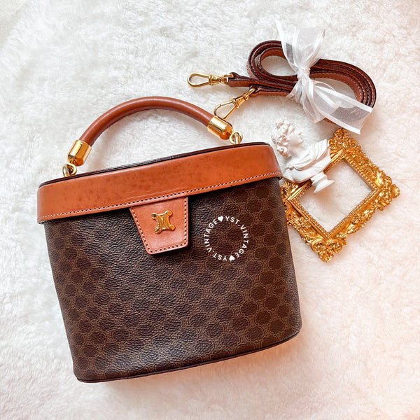 Vintage CELINE Macadam Vanity Bag With Mini Triomphe Logo - Brown