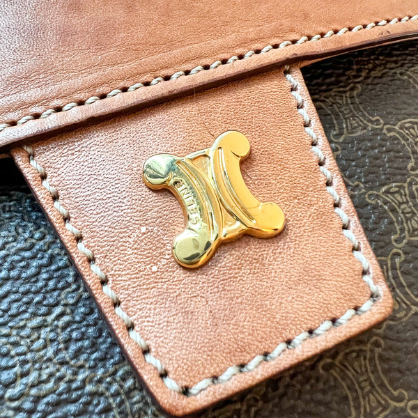 Vintage CELINE Macadam Vanity Bag With Mini Triomphe Logo - Brown