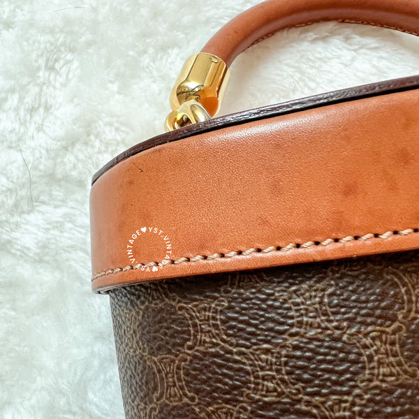 Vintage CELINE Macadam Vanity Bag With Mini Triomphe Logo - Brown