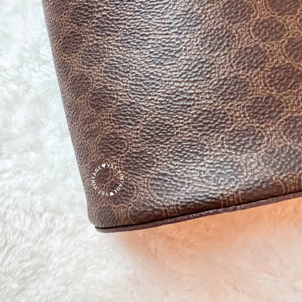 Vintage CELINE Macadam Vanity Bag With Mini Triomphe Logo - Brown