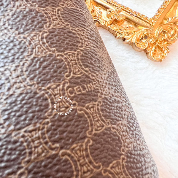 Vintage CELINE Macadam Vanity Bag With Mini Triomphe Logo - Brown