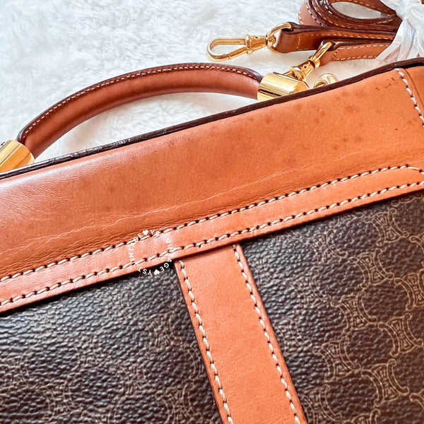 Vintage CELINE Macadam Vanity Bag With Mini Triomphe Logo - Brown