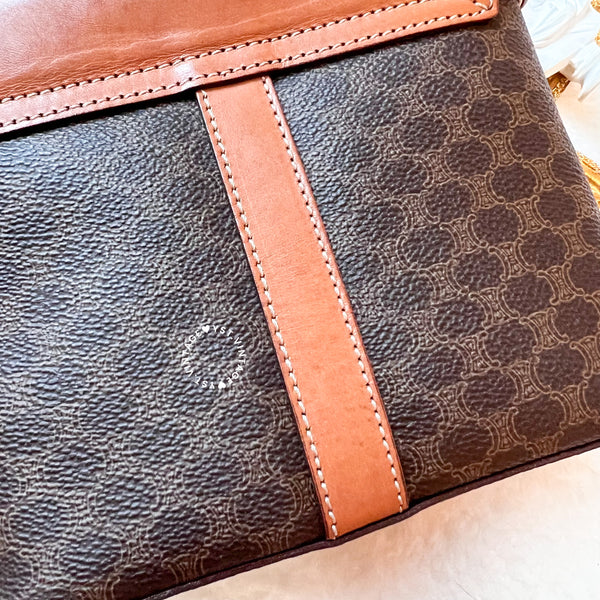 Vintage CELINE Macadam Vanity Bag With Mini Triomphe Logo - Brown