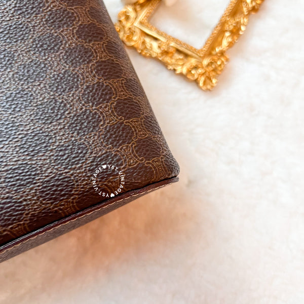 Vintage CELINE Macadam Vanity Bag With Mini Triomphe Logo - Brown