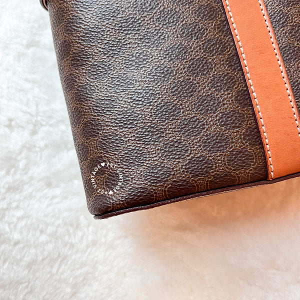 Vintage CELINE Macadam Vanity Bag With Mini Triomphe Logo - Brown